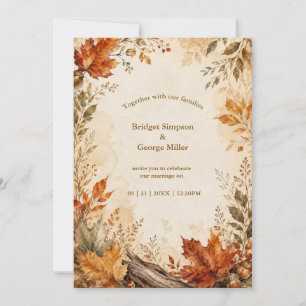 Invitation Botaniques de mariage à l'érable automnal rustique