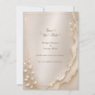 Invitation Botaniques de mariage côtier métallisé Or Perle
