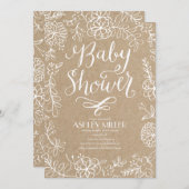 Invitation Botaniques dessinées à la main Rustique Kraft | BA (Devant / Derrière)