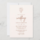 Invitation Botaniques Mariage Couleur Orange Brûlée Rustique (Devant)