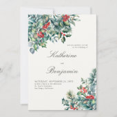 Invitation Botaniques officielles d'hiver Berry rouge Mariage (Devant)