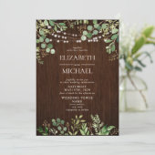 Invitation Botaniques Rustiques Éclairages à cordes Mariage p (Debout devant)