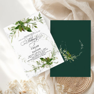 Invitation Botaniques vertes Aquarelle Mariage de calligraphi