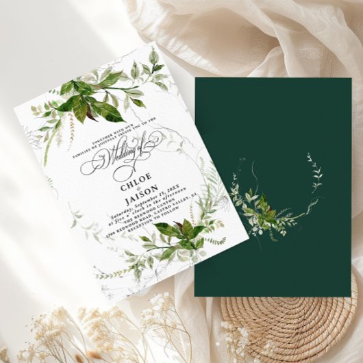 Invitation Botaniques vertes Aquarelle Mariage de calligraphi