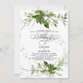 Invitation Botaniques vertes Aquarelle Mariage de calligraphi (Devant)