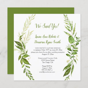 Invitation Botaniques Wildwoods Réception rustique uniquement