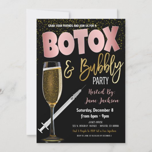 Invitation Botox et Bubbly Party (Devant)
