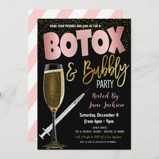 Invitation Botox et Bubbly Party (Devant / Derrière)