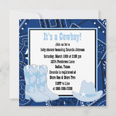Invitation Botte Cowboy Bleu Noir Baby shower (Dos)
