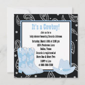 Invitation Botte Cowboy Bleu Noir Baby shower (Dos)