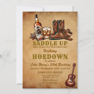 Invitation Botte de bière vintage Cowboy Adulte Anniversaire