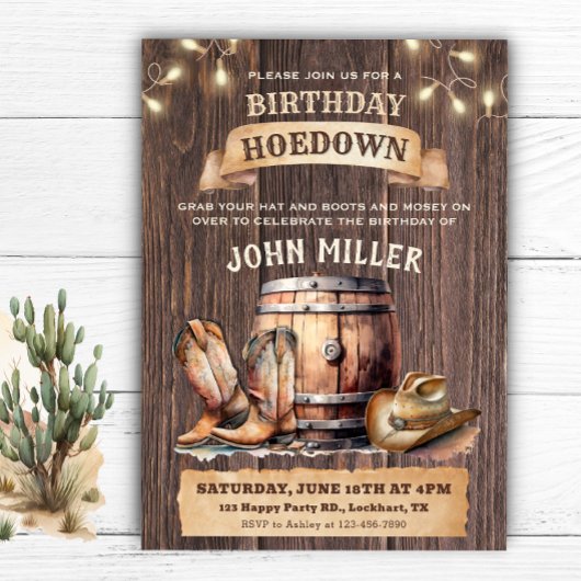 Invitation Botte de campagne de Cowboy pour l'Anniversaire oc