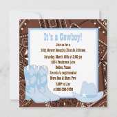 Invitation Botte de cowboy bleu Brown Baby shower (Dos)