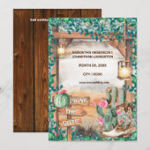 Invitation Botte de cowboy cactus occidental aquarelle lumièr (Devant / Derrière)