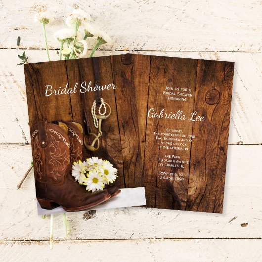 Invitation Botte de cowboy Daisers Horse Bit Fête des mariées