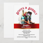 Invitation Botte de cowboy de la campagne fleur sauvage bulle (Devant / Derrière)