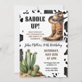 Invitation Botte de cowboy de l'Ouest et vache Casquette Impr (Devant)