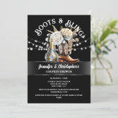 Invitation Botte de cowboy occidentale argent or bulle chic (Debout devant)