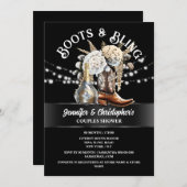 Invitation Botte de cowboy occidentale argent or bulle chic (Devant / Derrière)