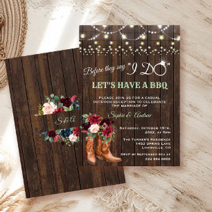 Invitation Botte de cowboy rose Bourgogne avant de faire un b