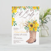 Invitation Botte de cowboy rustique baby shower orangé (Debout devant)
