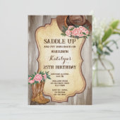 Invitation Botte de cowboy rustique et pivoines casquettes aq (Debout devant)