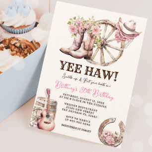 Invitation Botte de cowgirl florale occidentale anniversaire