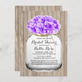 Invitation Botte de mason rustique à fleurs violet nuptiale h (Devant / Derrière)