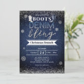 Invitation Botte Denim Bling Snow Christmas Church Party (Debout devant)