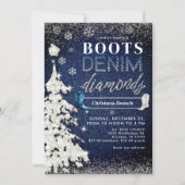 Invitation Botte Denim Diamonds Blue Christmas Church Party (Devant)