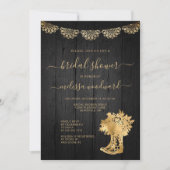 Invitation Botte en bois rustique dentelle Fête des mariées e (Devant)