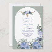 Invitation Botte Florale Bleu Boot Bow Mariage occidental (Devant)
