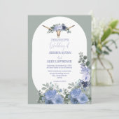 Invitation Botte Florale Bleu Boot Bow Mariage occidental (Debout devant)