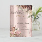 Invitation Botte rose en verre de vin Bachelorette (Debout devant)