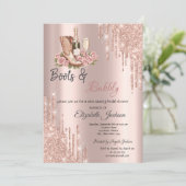 Invitation Botte rose Gold Drives Vin Boots & Bubbly Bridal (Debout devant)