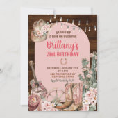 Invitation Botte rose occidentale rustique Botte de bois Cowg (Devant)