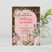 Invitation Botte rose occidentale rustique Botte de bois Cowg (Debout devant)