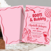 Invitation Botte rouge rétro et Fête des mariées Bubly