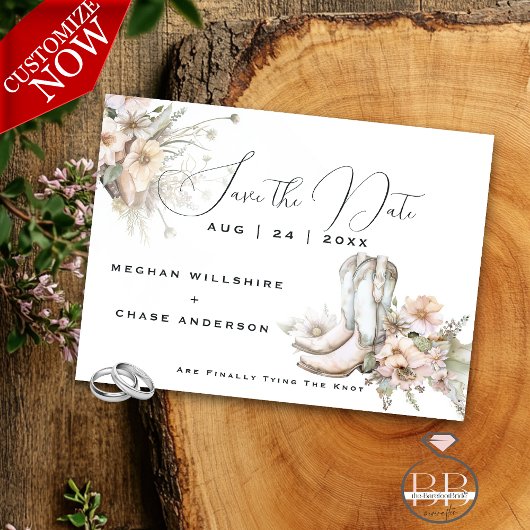 Invitation Botte Russe Blush Aquarelle Boot & Fleur sauvage