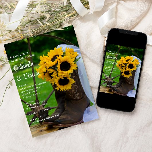 Invitation Botte Russe de Tournesols Mariage de l'Ouest