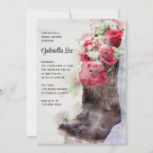 Invitation Botte Russe Rose Aquarelle Boots Fête des mariées (Devant)
