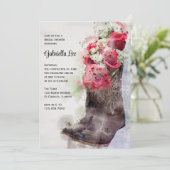 Invitation Botte Russe Rose Aquarelle Boots Fête des mariées (Debout devant)