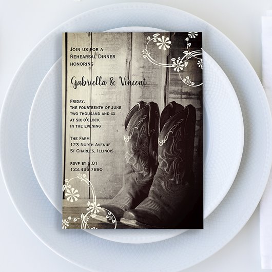 Invitation Botte Rustique Cowboy Dîner De Répétition Occident