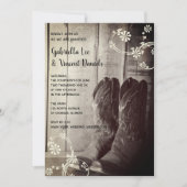 Invitation Botte rustique Cowboy Floral Pays Mariage de l'Oue (Devant)