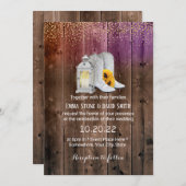 Invitation Botte rustique Cowboy Lantern Mariage Confetti Or (Devant / Derrière)
