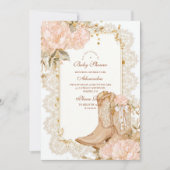 Invitation Botte Rustique Cowgirl Baby shower Floral (Devant)