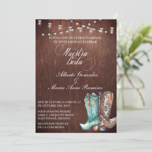 Invitation Botte rustique espagnole en bois (Debout devant)