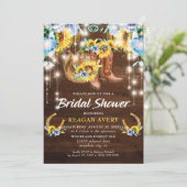 Invitation Botte rustique Fête des mariées des lumières à cor (Debout devant)