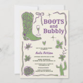 Invitation Botte violet vert gribouillis bottes bulle douche  (Devant)