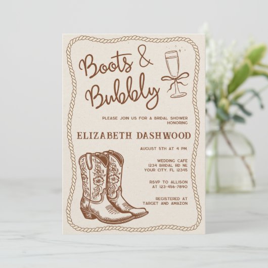 Invitation Bottes à main et Fête des mariées de l'Ouest Bubbl (Debout devant)